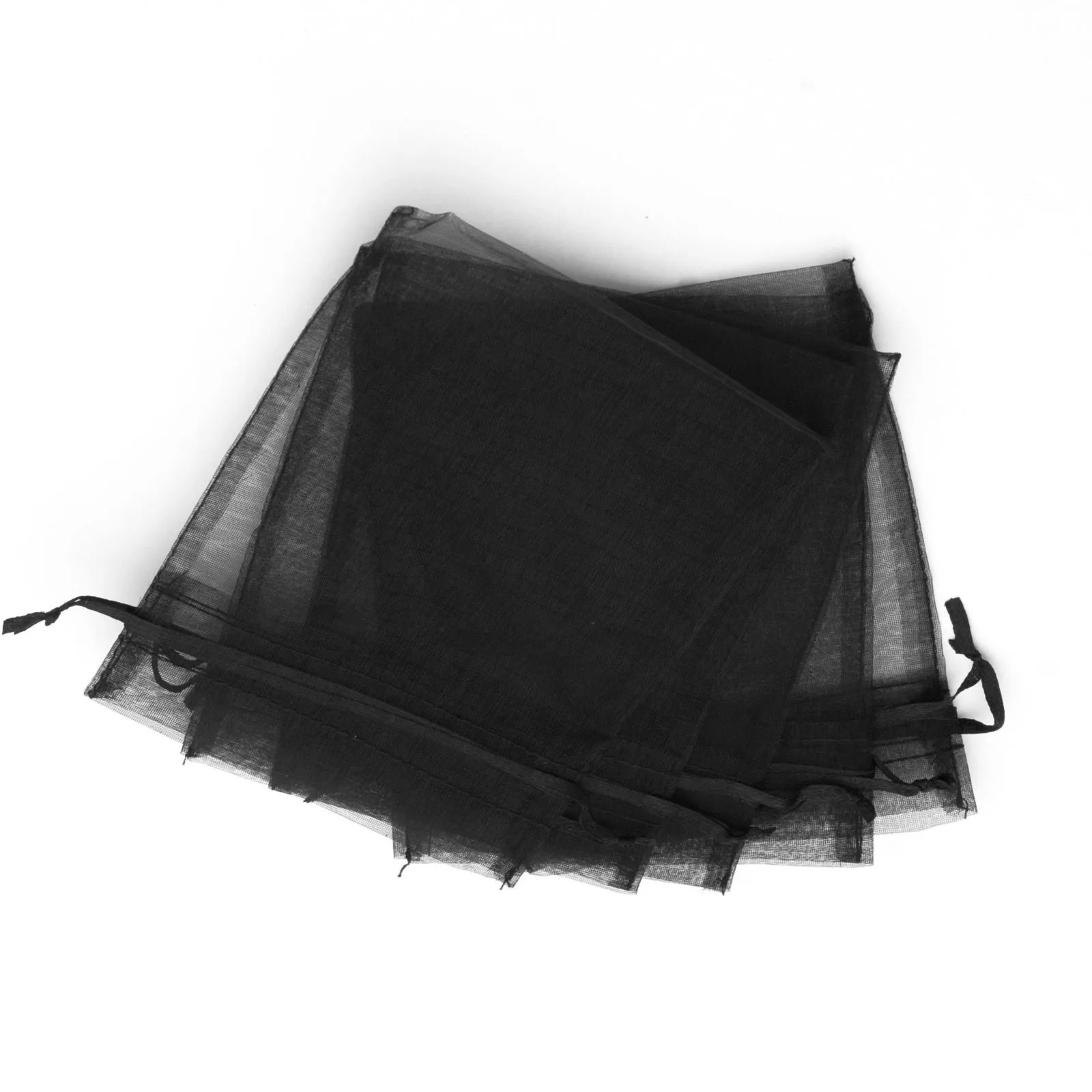 100 Pçs / lote Preto Organza Favor Sacos De Embalagem De Jóias De Casamento Bolsas De Presente Agradável FACTORY291g