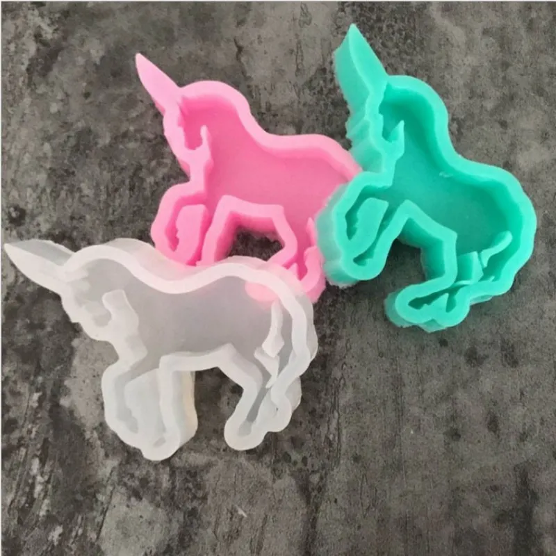 Stampi in silicone a forma di unicorno morbido Torta fondente Cioccolato Gel di silice Stampo Cavallo Unicornio Stampi da forno Resistente al calore 1 5dy BB