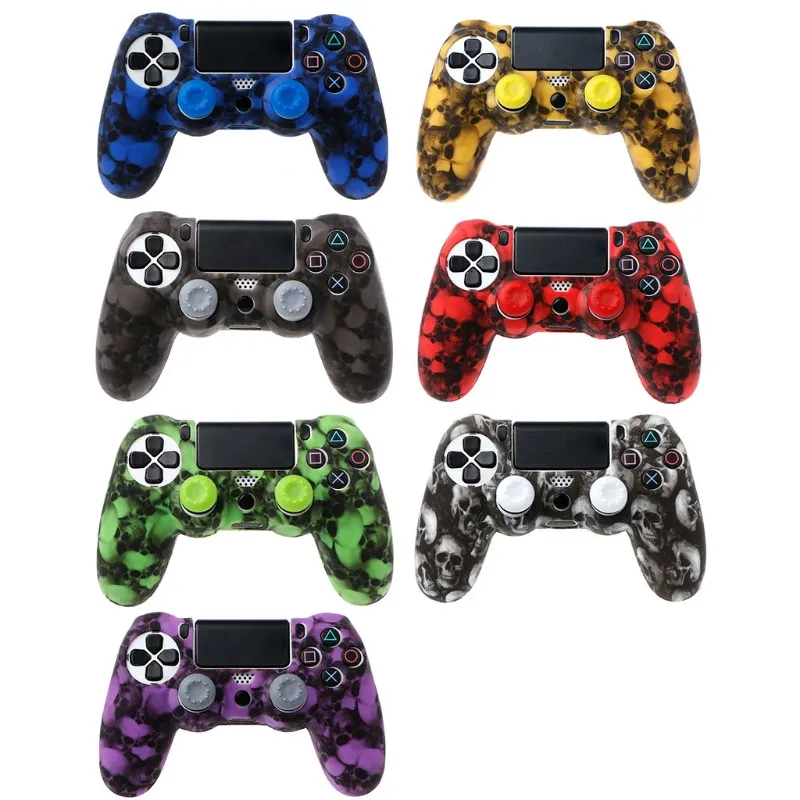 Crânio Camuflagem Camo Silicone Soft Sleeve Skin Case Capa para Playstation 4 PS4 Pro Slim Controller Gamepad de alta qualidade