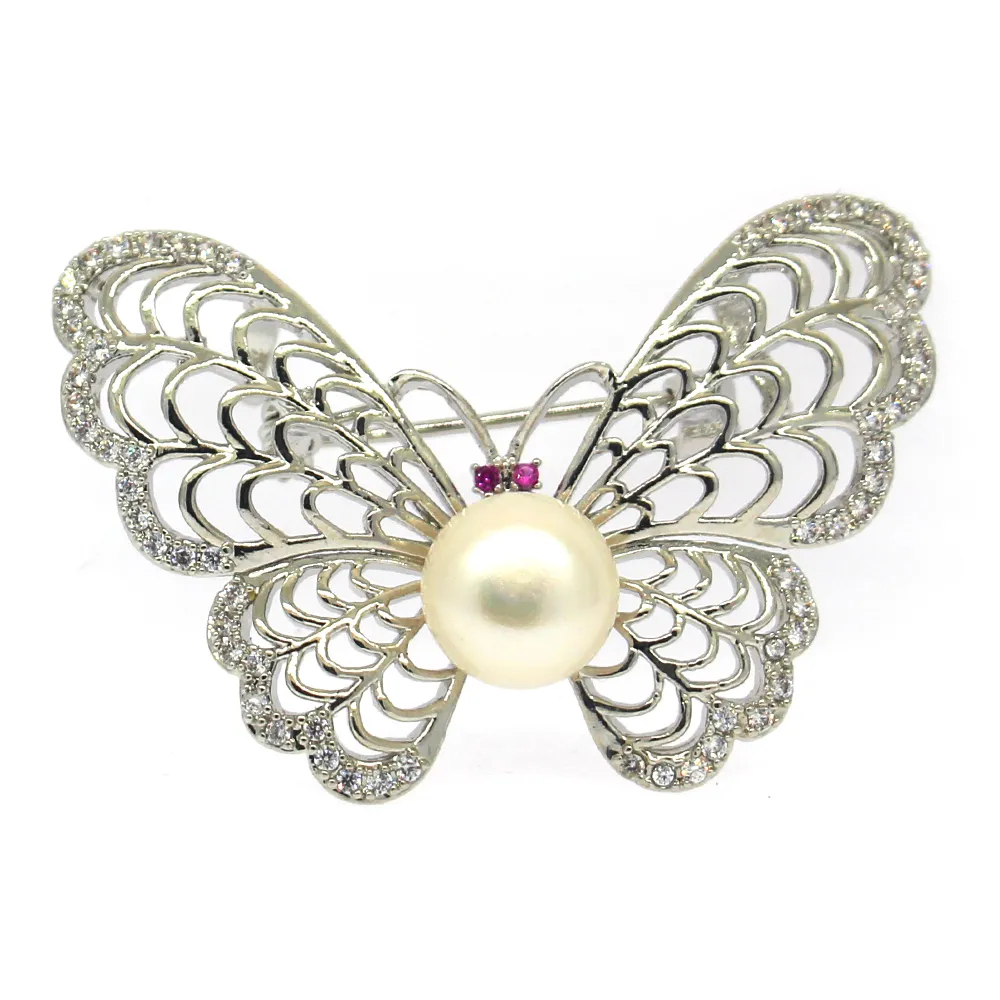 Butterfly pearl brooch freshwater pearl full steamed bun round suit clothing corsage accessories silk button