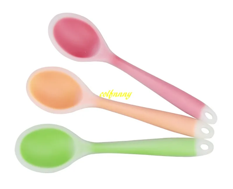 20 pçs / lote transporte Rápido 27.5 * 6 cm Silicone colher de sopa talheres ferramentas de cozinha para cozinha gadgets cor Aleatória