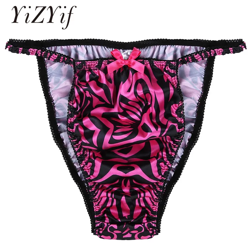 YiZYIF Floral Print Lace Low Rise Bikini Mens Printed Briefs For