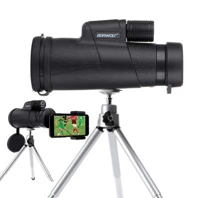 Borwolf monoculaires 10x42 jumelles puissantes Zoom lunettes de champ grand télescope portable avec pince de téléphone pour l'observation des oiseaux