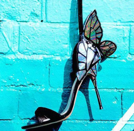 SW Fashion Summer 2022 Sweet Butterfly Wings Sandales à talons hauts Sexy Bout ouvert Boucle de cheville Boucle Sandales Talon Femme Chaussures de créateur Femmes Prom Party Ladies Pumps