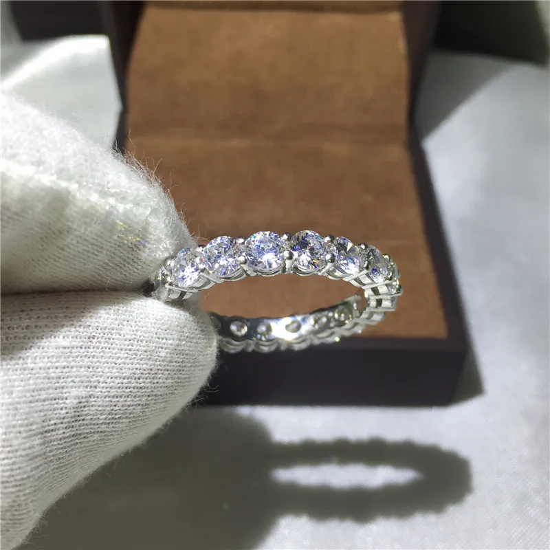 Lovers infinity Band ring 925 Sterling silver Engagement wedding rings for women men 4mm 5A zircon crystal Bijoux size5-10