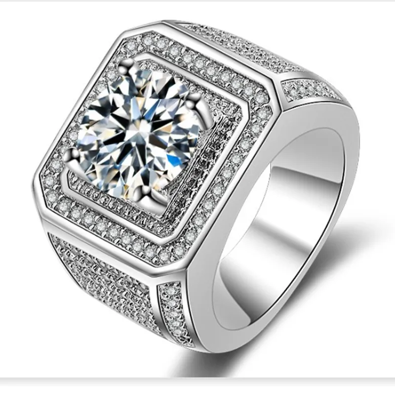 New Hiphip Full Diamond Ringar för Mens Kvinnors Toppkvalitet Fashaion Hip Hop Tillbehör Cryptal Gems 925 Silver Ring Mäns Ring
