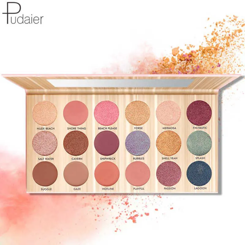 Pudaier matte18 لون عينيه لوح روز أحمر الخوخ عارية ماكياج الصباغ طويلة الأمد للماء وميض مسحوق عينيه