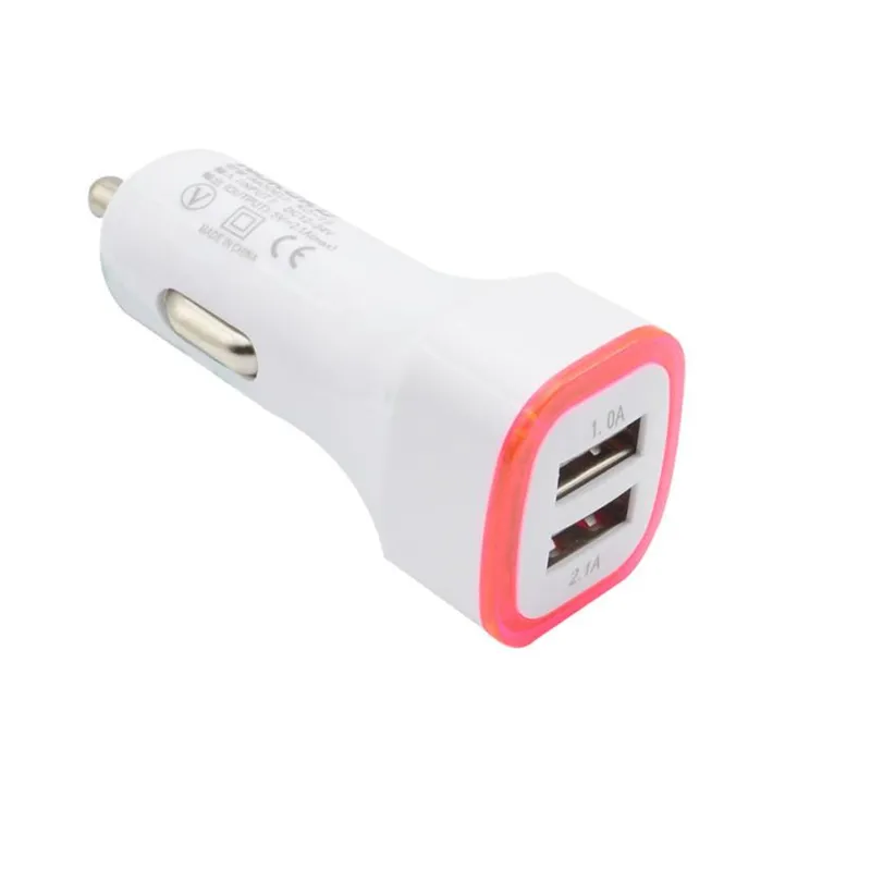 5V 21A Dual USB Ports LED Light Car Charger Adapter Universal Charging Adapter för iPhone Samsung S10 S11 Note10 Mobiltelefon5306021