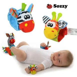 2018 hot sell New arrival sozzy Baby watches ring with wrist Rattle Socks Lamaze Plush Foot the bell toy