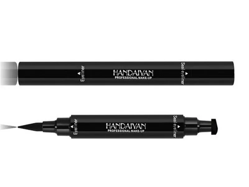 Double extrémité noir Eyeliner Liquid Crayon Pro Waterproof Longue Durée Maquillage Eye-Liner Pen + Cat Line Eye Makeup Stencils