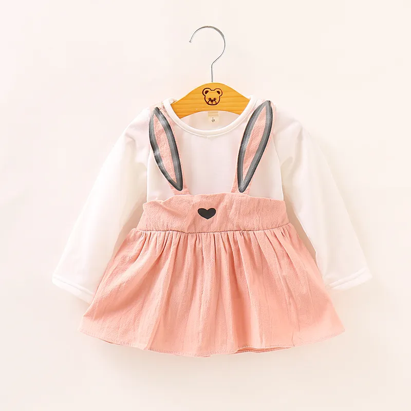 3 Renkler Bahar Sonbahar Bebek Sevimli Elbise Çocuklar Kız Uzun Kollu Tavşan Elbise Elbise Çocuk Prenses Parti Elbiseler Giyim Kıyafetler