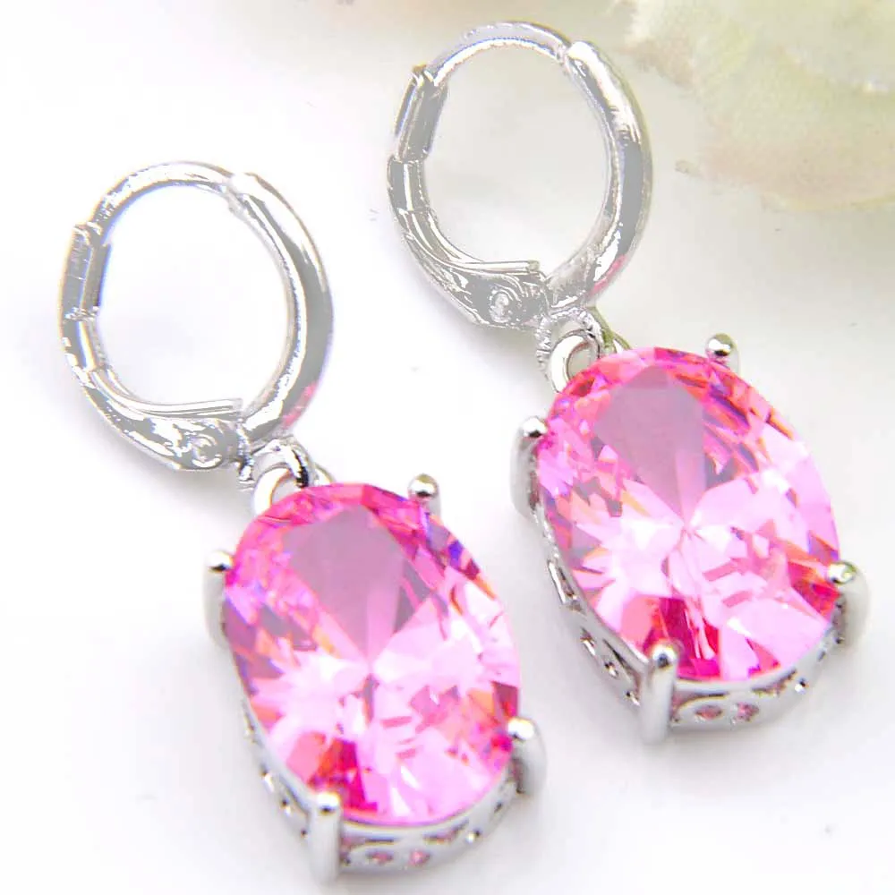 Nouveaux bijoux ovales colorés morganite kunzite grenat boucles d'oreilles argent magnifique pour les femmes bijoux boucles d'oreilles goutte gratuit