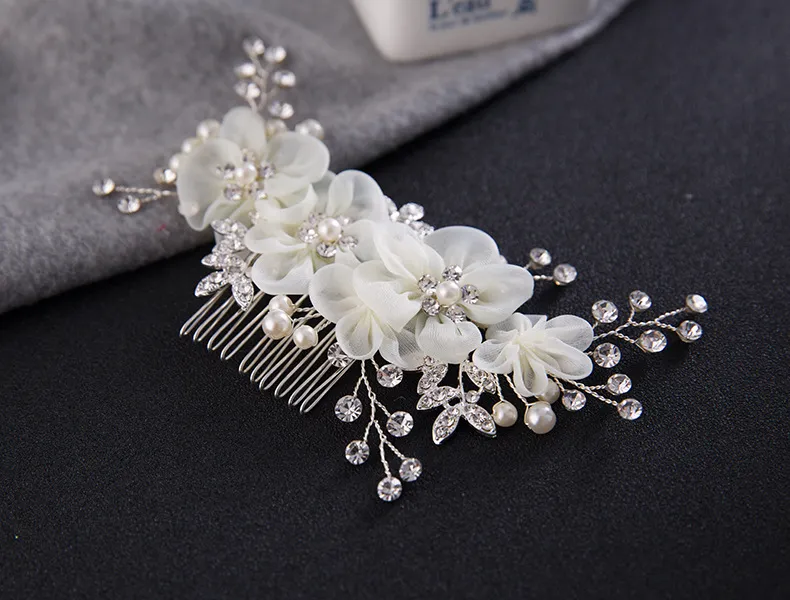 Pettini per capelli da sposa per la sposa Perle Fasce per capelli da sposa in cristallo Velo da sposa Abito pettine Copricapo da sposa Copricapo di fiori di seta Accessori per capelli