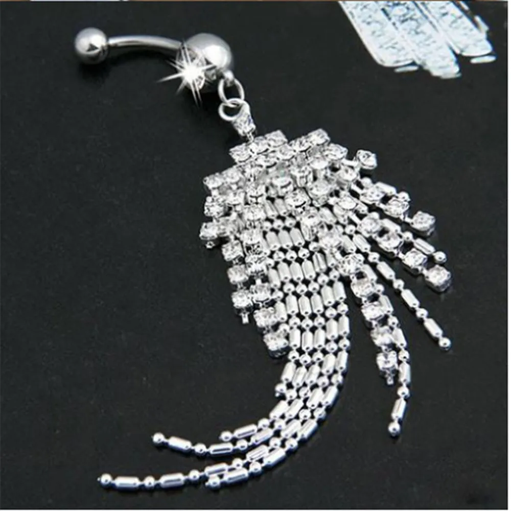 Crystal Titanium stalen Tassel Navel Piercing Body Sieraden BELLY BUNK RING KAW KACHT KACHTING NAIL ACRYLIC VOOR DRAMEN JJAL C4429299716