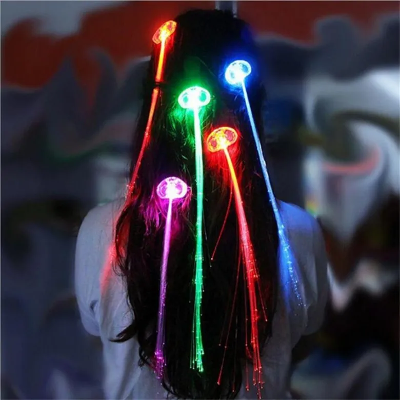 2018 Surprise price by DHL Flash Night Lights Braid Luminous Light Up LED Hair Extension Party Hair Glow by fiber