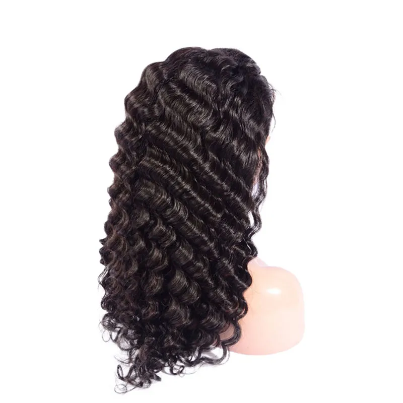 Pre Plucked Malaysian Curly Peruvian Hair Deep Wave Lace Front Wig