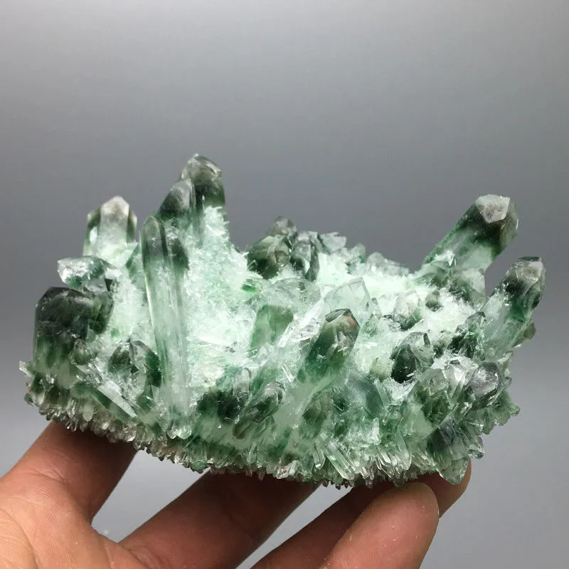 ! Wholesale Rare New NATURAL Green Ghost Quartz Crystal Cluster Aura Quartz Crystal Titanium Bismuth Silicon Specimen