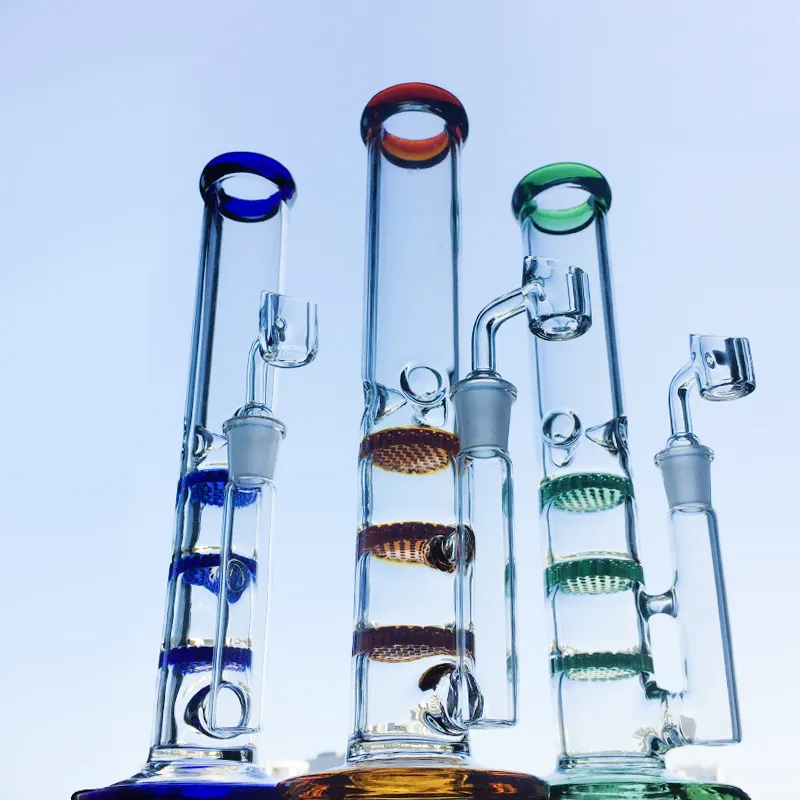 Bong in vetro colorato a tubo dritto con tubi per acqua Perc 24 cm Waterpipe Dab Rigs con quarzo Banger WP525