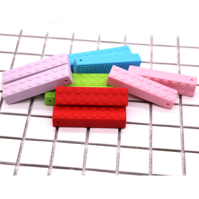 Silicone Brick Chew Teether Soft Teething Brick Pendant Necklace Baby Chewing Biting Soothers Chewlery Toys Toddlers Gifts