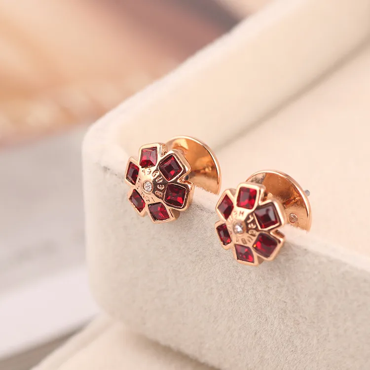 earring with diamond stud drop Earring in 0.9cm 18k gold and 18k rose gold plated style women top quality jewelry gift fr