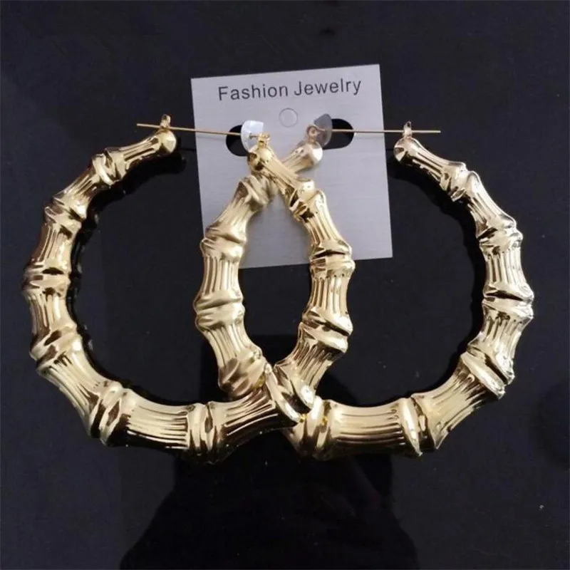 Golden Bamboo Joint Hoop Earrings For Women Hip Hop Style With Big Circle Large Gold Stud Earrings For Street Dance And Club Star Look From Zhaccess 2.55 DHgate.Com