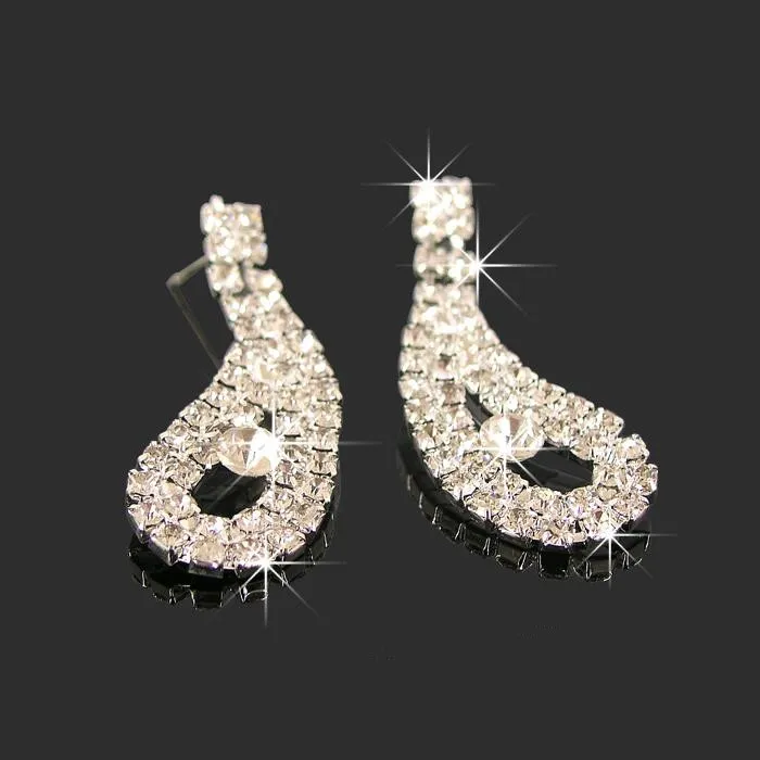 Günstige Damen-Brauthochzeits-Festzug-Strass-Halsketten-Ohrringe-Schmucksets für Party-Brautschmuck9233968