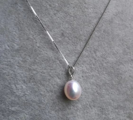 Collier de perles véritables, couleur blanche 9mm Collier de perles d'eau douce de riz, bijoux en argent sterling 925