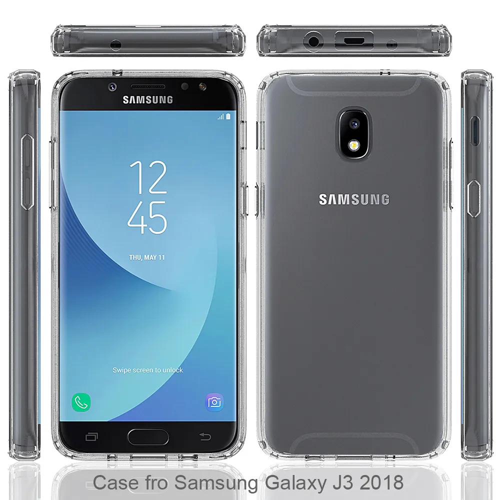 Per Samsung Galaxy J7 2018 J3 2018 J3 prime J7 prime 2017 Acrilico trasparente TPU PC Custodia per telefono anti-caduta Oppbag