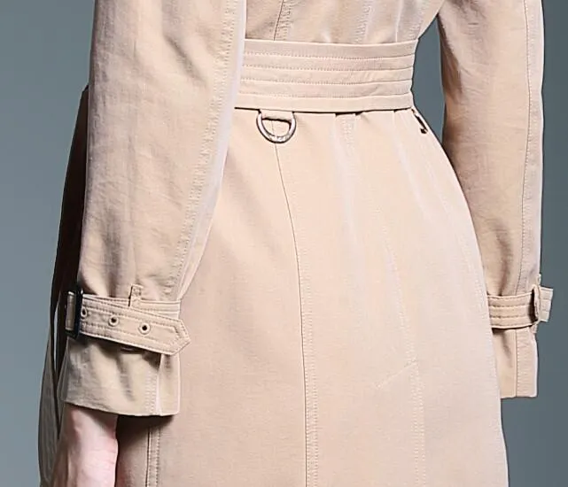 Hot Classic Fashion Popular Inglaterra gabardina/mujer de alta calidad más chaqueta de estilo largo/trinchera delgada de doble pecho para mujeres B6841F340 S-XXL