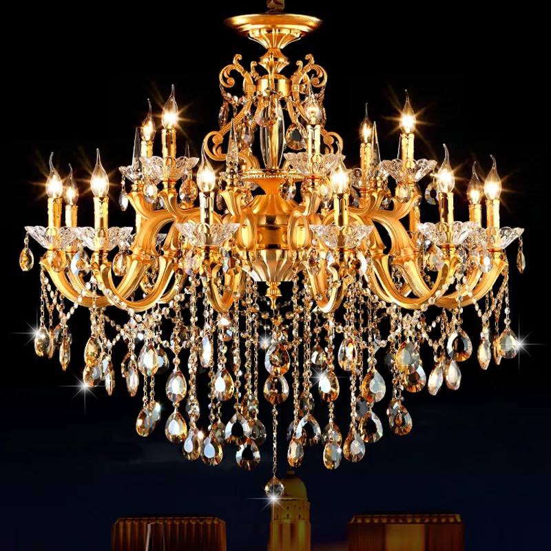 Altın Avize Klasik Led Crystal Chandeliers Tavan Oturma Odası Avize Aydınlatma Modern Aydınlatma Armatürü Avizeler 110-240V