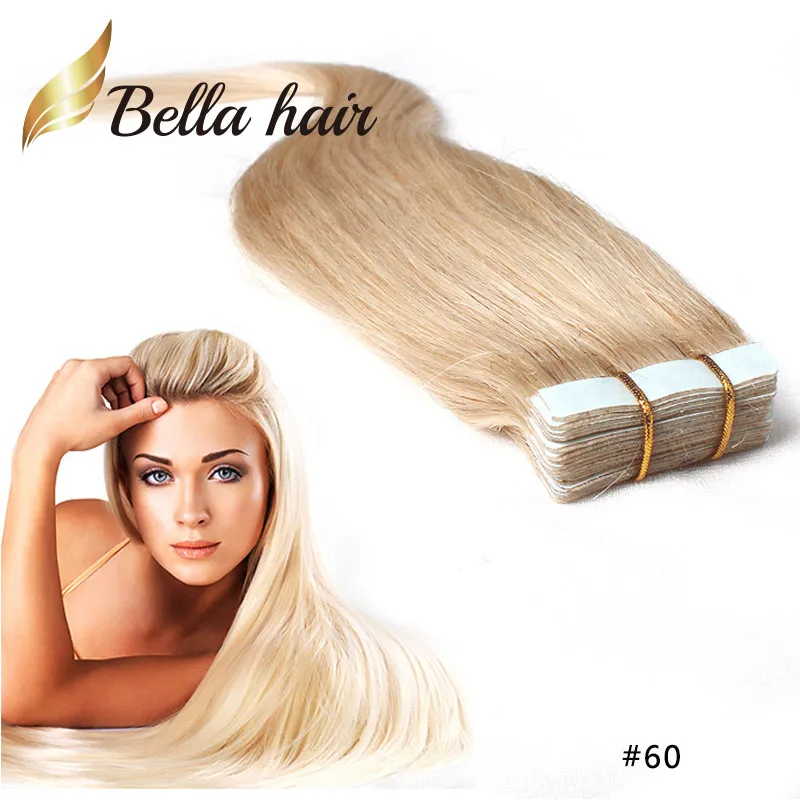 PU Skin Weft Tape In Hair Extensions Quality 100% Brazilian Real Human Hair Extension 100g 2.5g/piece BellaHair