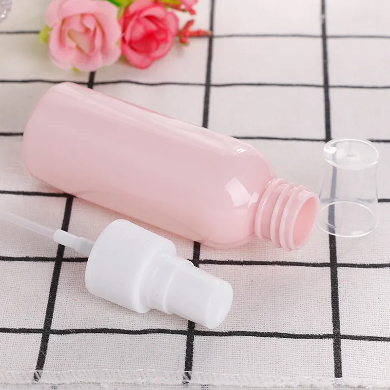 Pusty 50ml Emulsion Perfumy Butelki Kosmetyczne Kosmetyczne Cleanser Myjnia Krem Plastikowy Pet White Liquid Soap Pian Bottle Atomizer Spray