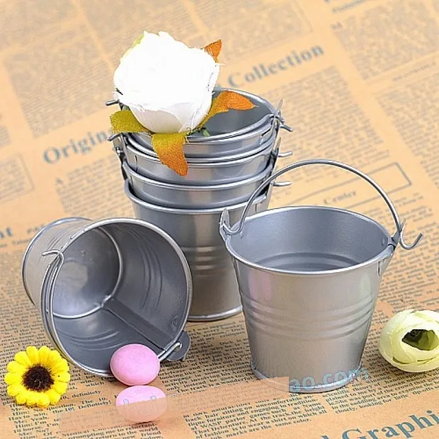 Ocynkowana metalowa wiadro przyjęcie sprzyja dekoracji, Mini Padzorców cyny Pails, Mini Wiadro Wedding Supply