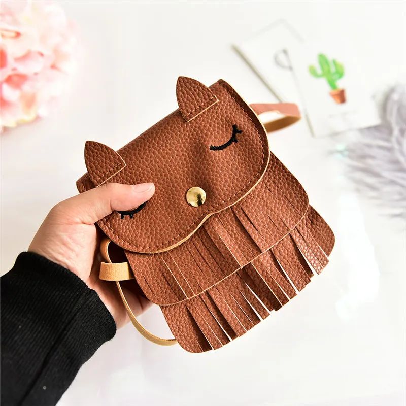 Barnsäckar Söt Kids Cross-Body Shoulder Messenger Satchel Bag Kattform Baby Tjejer Tassel Purse Handväska Väska Korskropp Tassel Tote Purse