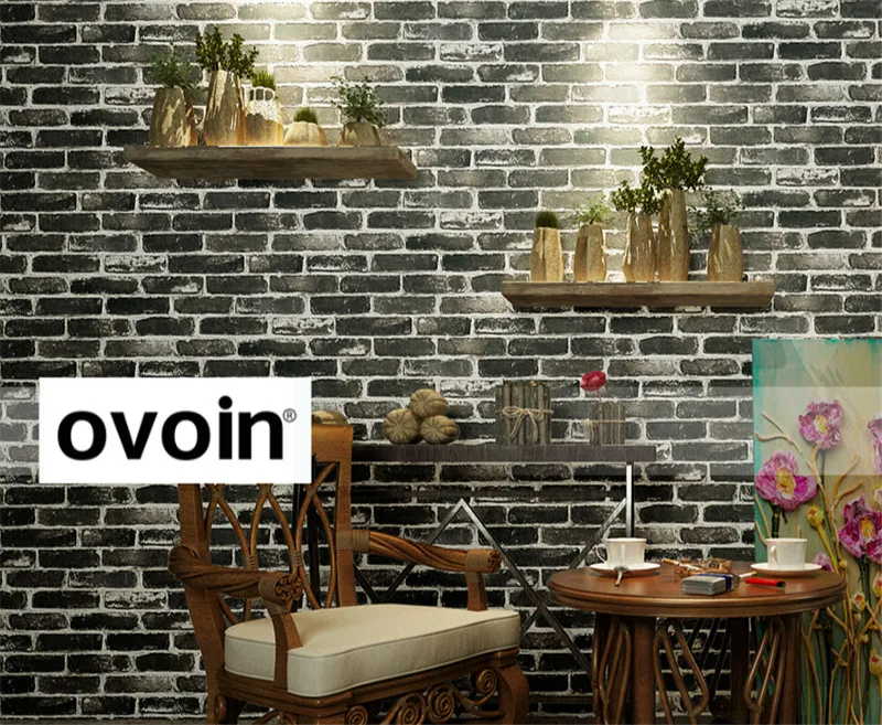 Rustic Vintage 3D Faux Brick Wallpaper Roll Vinyl Old Stone Wall Paper