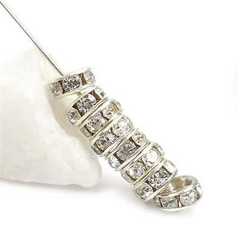 / 18K Or Blanc Plaqué Or / Argent Couleur Cristal Strass Rondelle Perles Perles Spacer Perles pour DIY Bijoux Making Making Gros