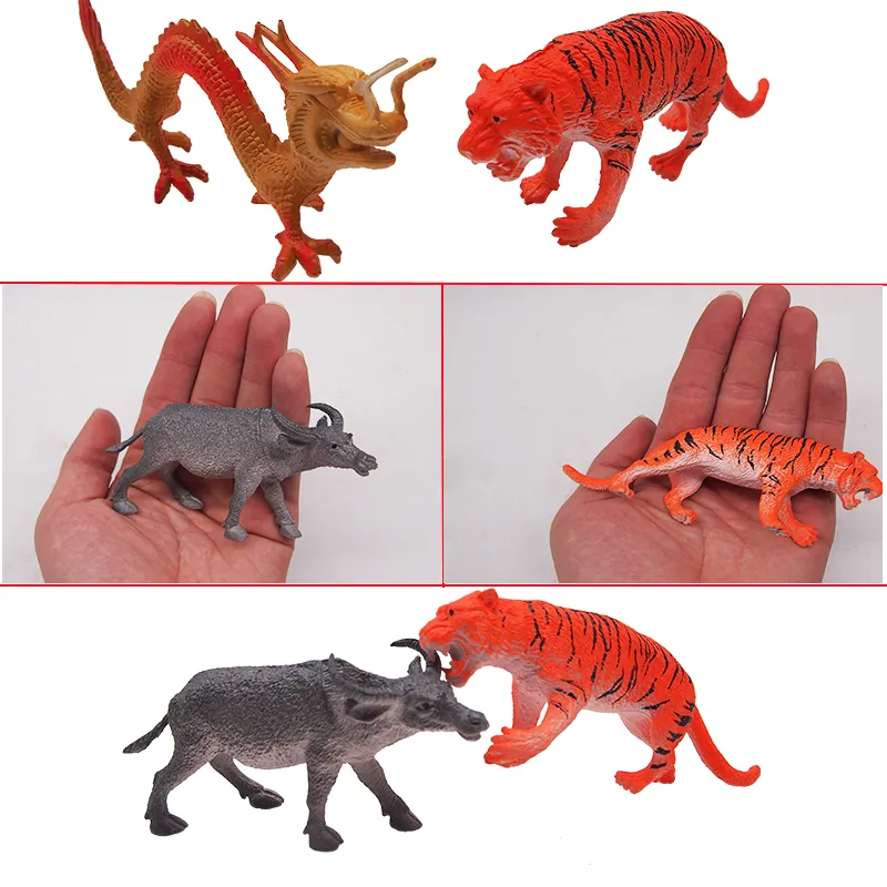 Jouets pour enfants, signes du zodiaque chinois, modèle garçon, combinaison de simulation d'animaux, jouet en plastique 9395817