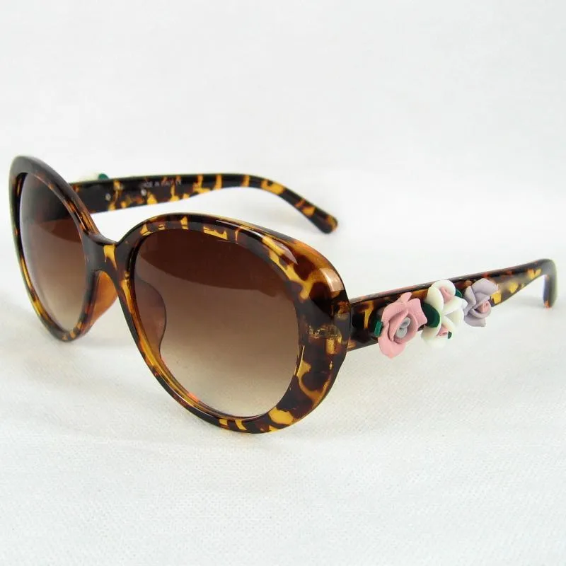 Flower Sunglasses OVAL Frame For Women Pink And Tortoise Eyewear With Logo Wholesale Glasses Shop Melody2041