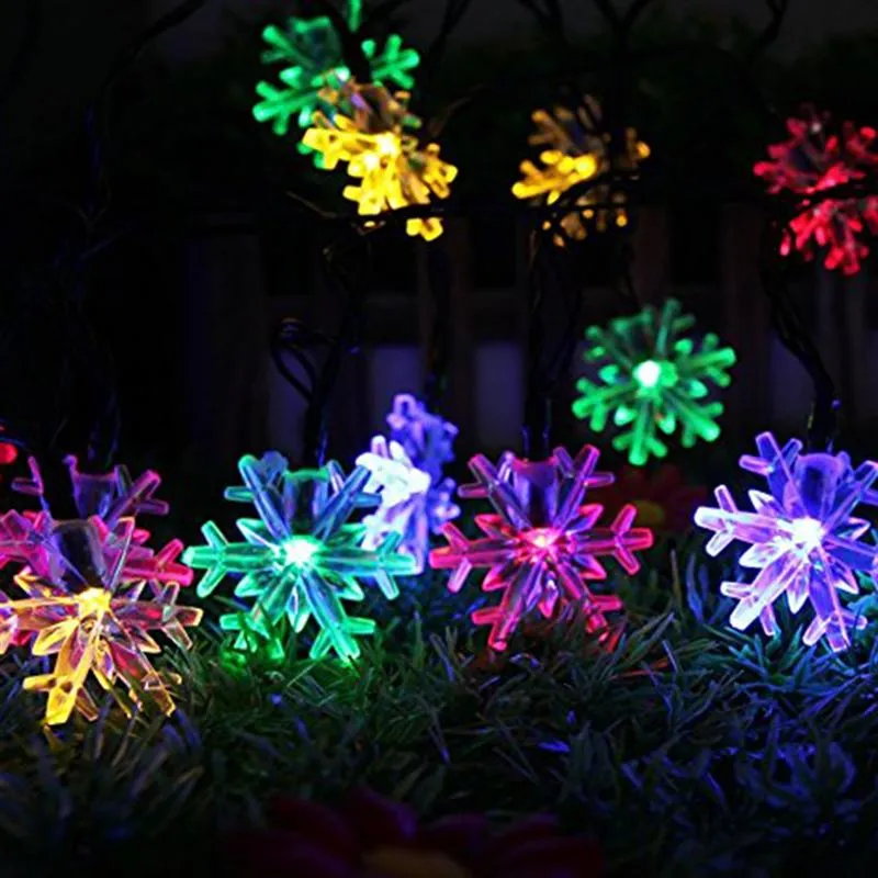 6,5 mt 30 led solar schneeflocke lichter wasserdichte fee sternenlicht für halloween weihnachtsfeier dekoration