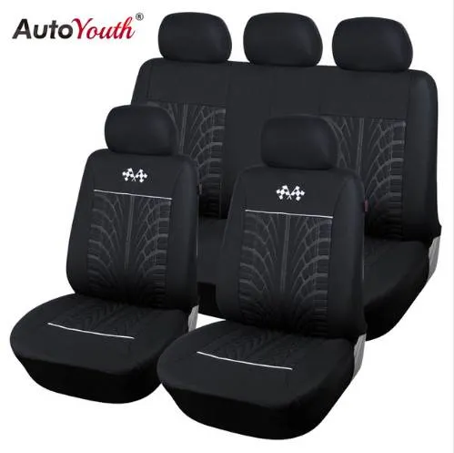 Autoyouth Sports Car Seat Covers Universal Fit Większość Marka Pojazd Siedzenia Siedzenia Samochodowe Protector Akcesoria wnętrz Czarny pokrowiec