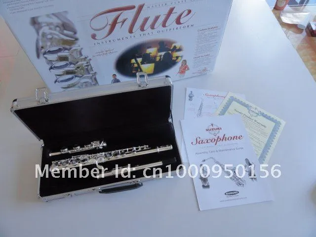 Suzuki c Tune Flöjt 17 Keys Hole Open Plus The E Key Musical Instrument Flöjt Cupronickel yta Silverpläterad Flöjt med fallmunstycke