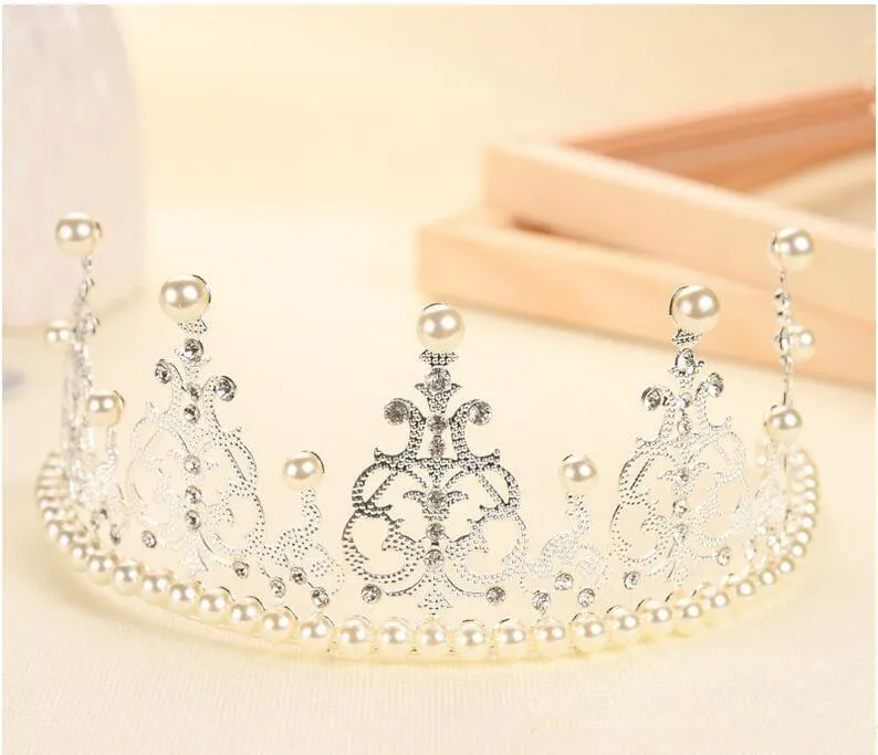 Nouveauté 2019 bricolage décoration de gâteau de mariage argent or fausses perles strass mariée diadème couronne chapeaux accessoires 237t