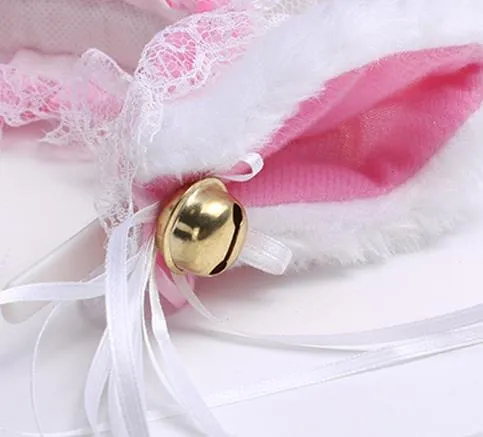 Party Fancy Dress Hoofdband Fluffy Cat Fox Oren Lace Ribbon Tassels Bell Hoofdband Anime serveerster Maid Devil Cos Costume Xmas Props