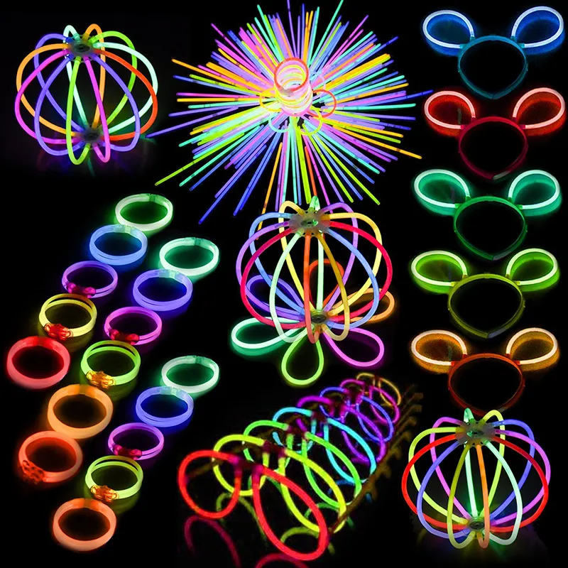 300PCS Light Stick 330 części śmieszne świecące zabawki Świeśnij w ciemnej imprezowej szklance spinki do włosów Bransoletka Kreatywna zabawka