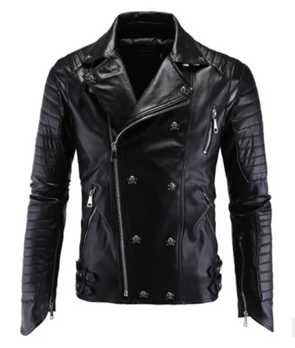 Men's Jackets Fashion Winter Leather Faux Jacket Korean Stylish Slim Fit Coats Men Moto Skull Suede For M-5xl