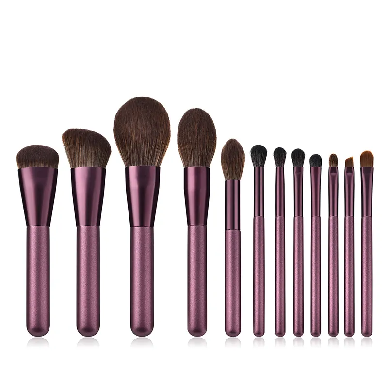 Makeup Brushes Set 12-Pieces Foundation Concealer Contour Blush Lip Eyeshadow Eyebrow Synthetic Hair(lilac) Free Shipping