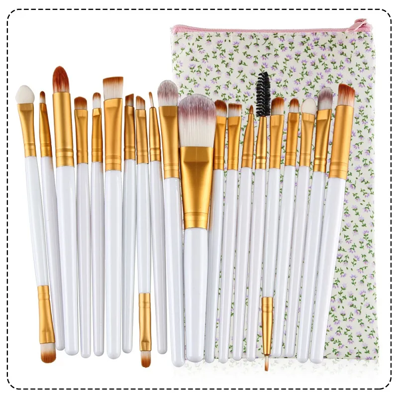 Ensemble de pinceaux de maquillage professionnels, 20 pièces, manche en bois, Kit de toilette, ensemble de pinceaux de maquillage en laine avec sac de support