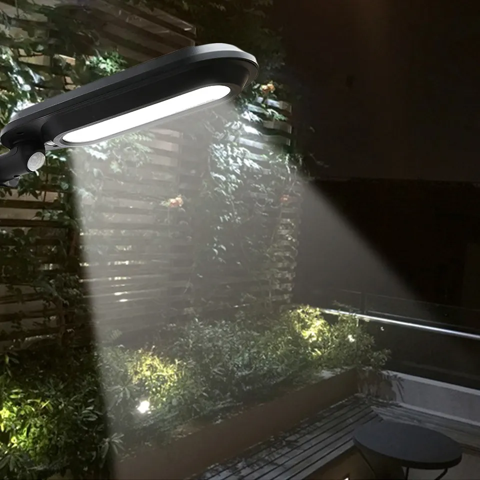 Lampione stradale a LED solare Lampada da giardino impermeabile per esterni Paesaggio Rilevamento umano Lampada da parete solare a LED Lampione stradale a LED