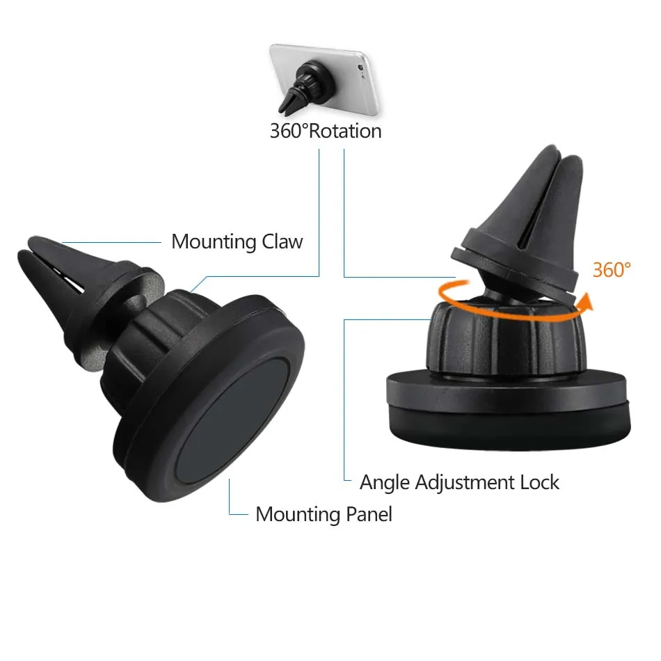 360 Degree Rotation Car Mount Phone Holder Station Storng Magnetic Car Holder Easier Safer Driving with Retail Box