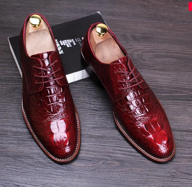New Crocodile wear casual leather shoes men real skin English sharp increase wedding shoes young hairdresser shoes nx21
